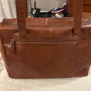 Brown Shoulder Bag with Leather Material and Structured Design